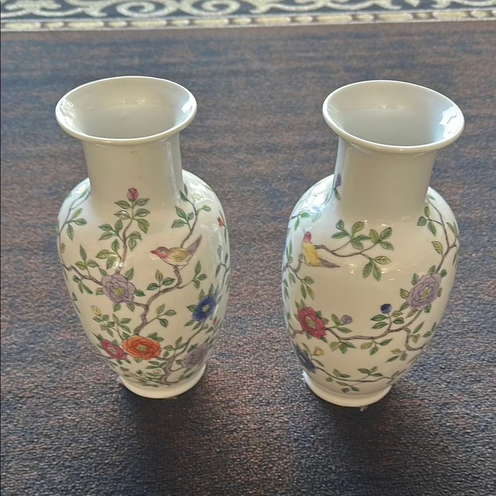 Elegant White Vases with Floral Accents